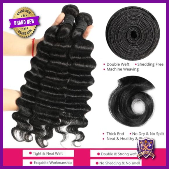 Brazilian Virgin Human Hair Extensions 20 22 24 Inch Loose Deep Wave main image 4